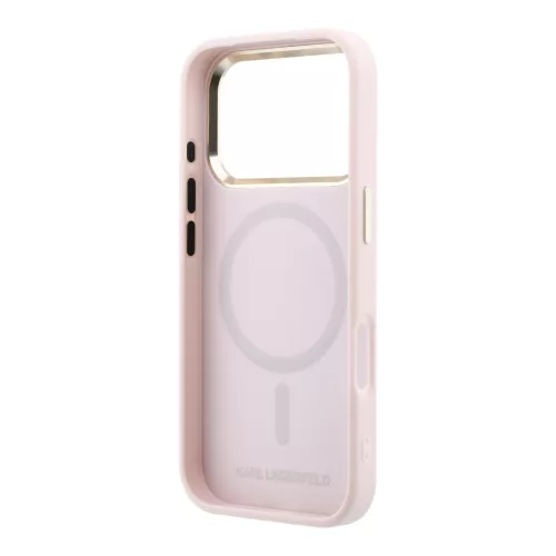 Karl Lagerfeld PU Perforated Monogram MagSafe tok, iPhone 17 Pro Max - rózsaszín