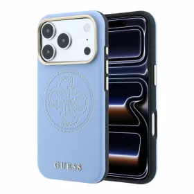   GUESS Pu Semi Wrap Perforated 4G Logo MagSafe tok, Apple iPhone 18 Pro - kék