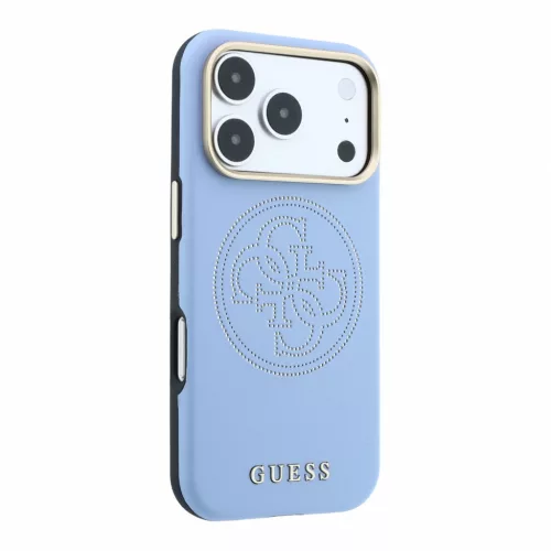 GUESS Pu Semi Wrap Perforated 4G Logo MagSafe tok, Apple iPhone 18 Pro Max - kék