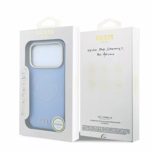 GUESS Pu Semi Wrap Perforated 4G Logo MagSafe tok, Apple iPhone 18 Pro Max - kék