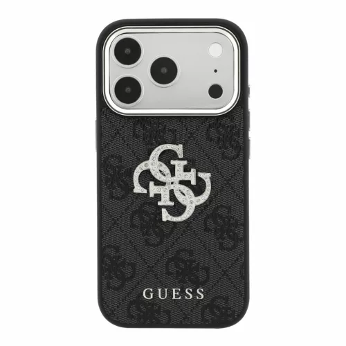 GUESS Pu 4G Strass Metal Logo tok, Apple iPhone 18 Pro Max - fekete