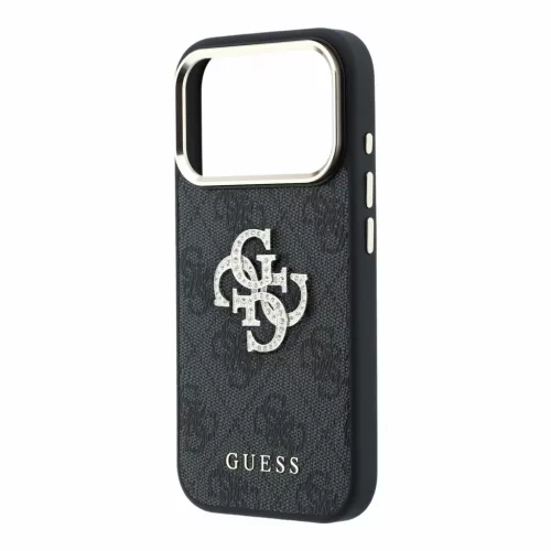 GUESS Pu 4G Strass Metal Logo tok, Apple iPhone 18 Pro Max - fekete