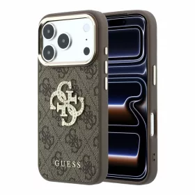   GUESS Pu 4G Strass Metal Logo tok, Apple iPhone 18 Pro Max - barna