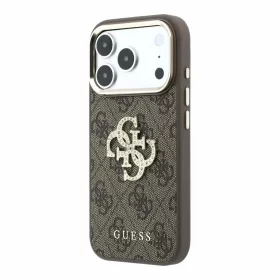   GUESS Pu 4G Strass Metal Logo tok, Apple iPhone 18 Pro Max - barna
