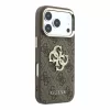 GUESS Pu 4G Strass Metal Logo tok, Apple iPhone 18 Pro Max - barna