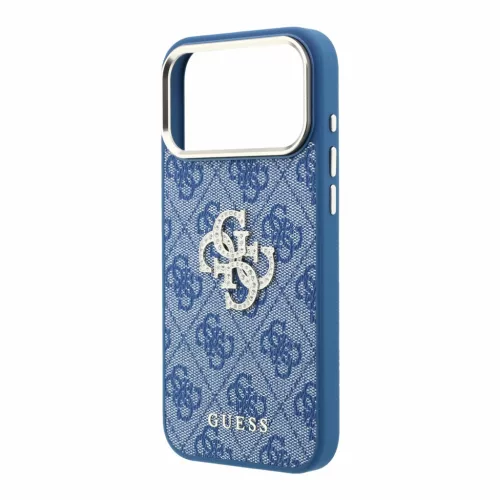 GUESS Pu 4G Strass Metal Logo tok, Apple iPhone 18 Pro Max - kék