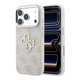   GUESS Pu 4G Strass Metal Logo tok, Apple iPhone 18 Pro Max - rózsaszín