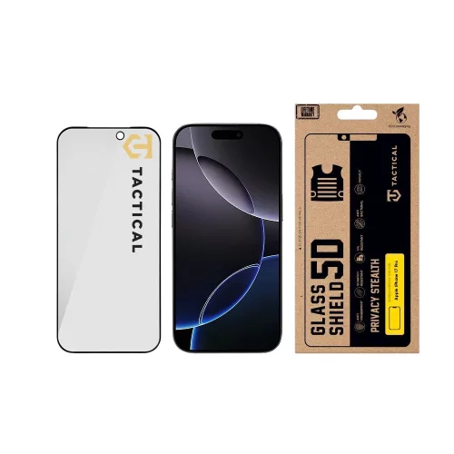 Tactical Glass Shield Privacy Stealth 5D betekintésgátló üvegfólia, Apple iPhone 18 Pro - fekete