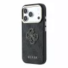 GUESS Pu 4G Resin Metal Logo tok, iPhone 18 Pro Max - fekete