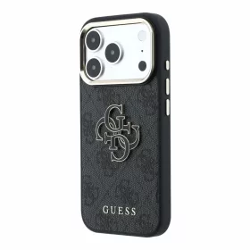 GUESS Pu 4G Resin Metal Logo tok, iPhone 18 Pro Max - fekete