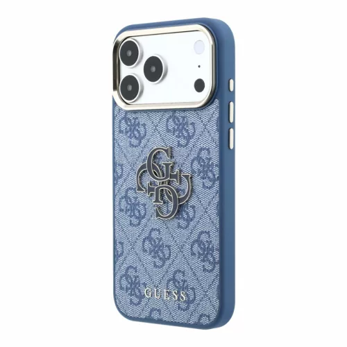 GUESS Pu 4G Resin Metal Logo tok, iPhone 18 Pro Max - kék