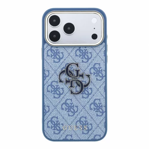 GUESS Pu 4G Resin Metal Logo tok, iPhone 18 Pro Max - kék