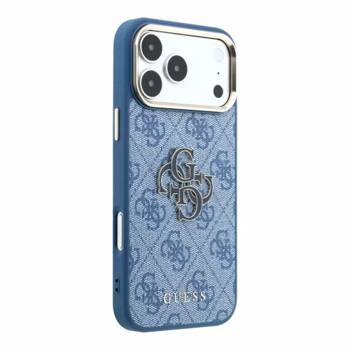 GUESS Pu 4G Resin Metal Logo tok, iPhone 18 Pro Max - kék