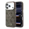 GUESS Pu 4G Resin Metal Logo tok, iPhone 18 Pro Max - barna