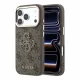 GUESS Pu 4G Resin Metal Logo tok, iPhone 18 Pro Max - barna