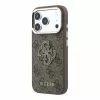 GUESS Pu 4G Resin Metal Logo tok, iPhone 18 Pro Max - barna