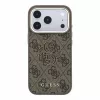 GUESS Pu 4G Resin Metal Logo tok, iPhone 18 Pro Max - barna