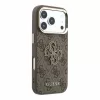 GUESS Pu 4G Resin Metal Logo tok, iPhone 18 Pro Max - barna