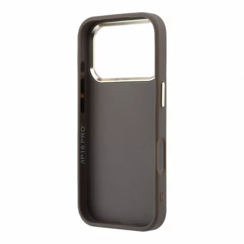 GUESS Pu 4G Resin Metal Logo tok, iPhone 18 Pro Max - barna