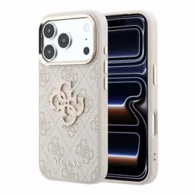   GUESS Pu 4G Resin Metal Logo tok, iPhone 18 Pro Max - rózsaszín