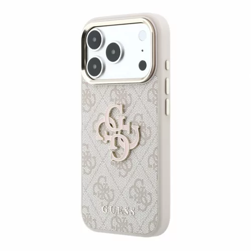 GUESS Pu 4G Resin Metal Logo tok, iPhone 18 Pro Max - rózsaszín
