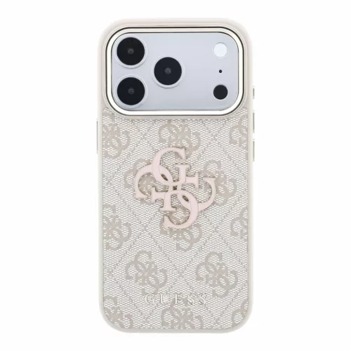 GUESS Pu 4G Resin Metal Logo tok, iPhone 18 Pro Max - rózsaszín