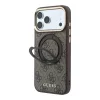 GUESS Pu 4G Ring Stand MagSafe tok, Apple iPhone 18 Pro - barna