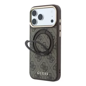   GUESS Pu 4G Ring Stand MagSafe tok, Apple iPhone 18 Pro - barna