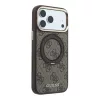 GUESS Pu 4G Ring Stand MagSafe tok, Apple iPhone 18 Pro - barna
