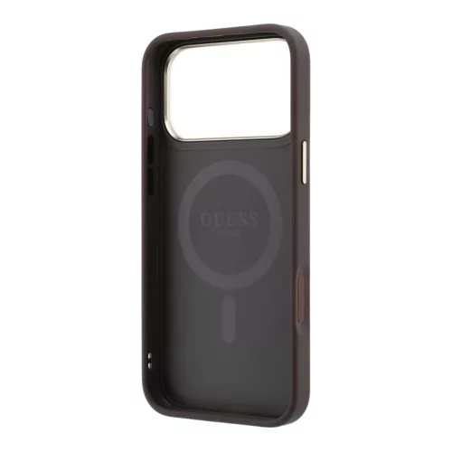 GUESS Pu 4G Ring Stand MagSafe tok, Apple iPhone 18 Pro - barna