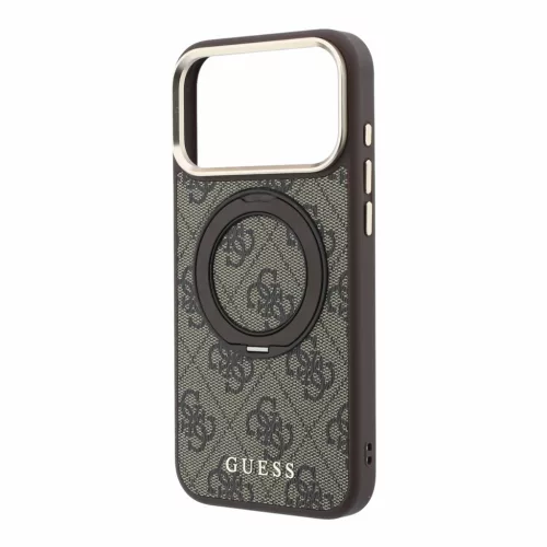 GUESS Pu 4G Ring Stand MagSafe tok, Apple iPhone 18 Pro Max - barna