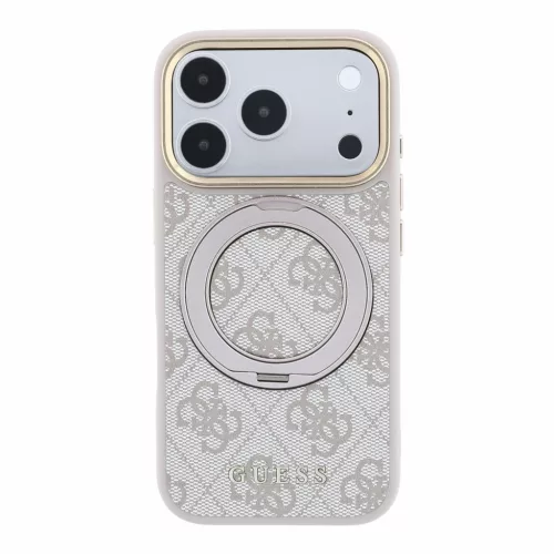 GUESS Pu 4G Ring Stand MagSafe tok, Apple iPhone 18 Pro Max - rózsaszín
