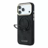 GUESS Pu 4G Ring Stand MagSafe tok, iPhone 18 Pro Max - fekete