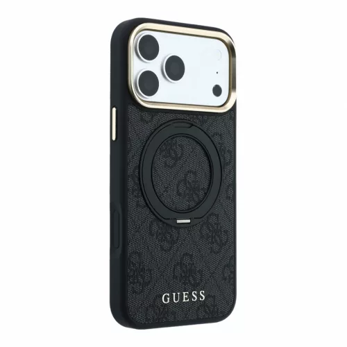 GUESS Pu 4G Ring Stand MagSafe tok, iPhone 18 Pro Max - fekete