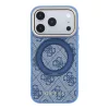 GUESS Pu 4G Ring Stand MagSafe tok, iPhone 18 Pro - kék
