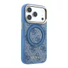 GUESS Pu 4G Ring Stand MagSafe tok, iPhone 18 Pro - kék
