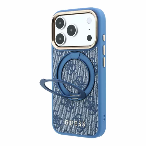 GUESS Pu 4G Ring Stand MagSafe tok, Apple iPhone 18 Pro Max - kék