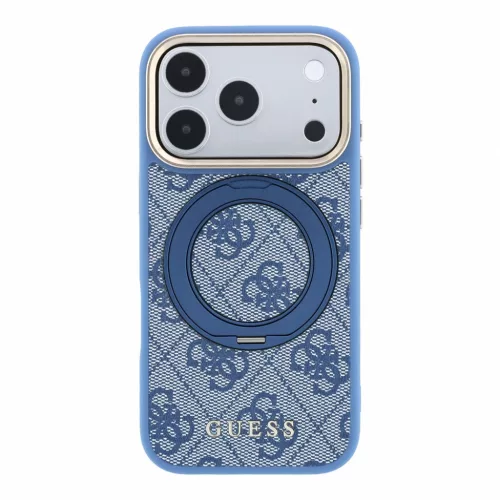 GUESS Pu 4G Ring Stand MagSafe tok, Apple iPhone 18 Pro Max - kék