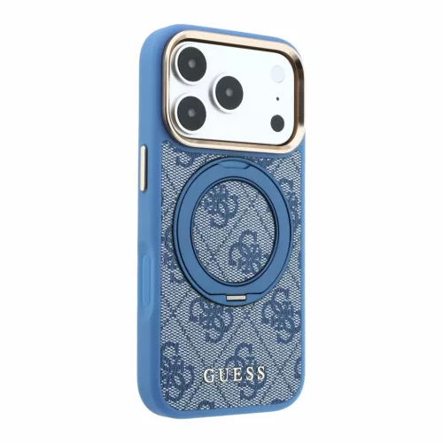 GUESS Pu 4G Ring Stand MagSafe tok, Apple iPhone 18 Pro Max - kék