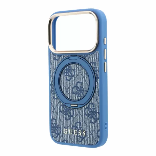 GUESS Pu 4G Ring Stand MagSafe tok, Apple iPhone 18 Pro Max - kék