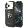GUESS Pu Leather 4G Metal Logo Gold Frame tok, iPhone 18 Pro - fekete