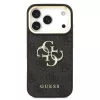 GUESS Pu Leather 4G Metal Logo Gold Frame tok, iPhone 18 Pro - fekete