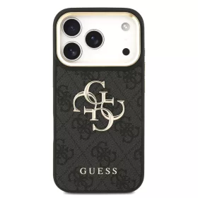   GUESS Pu Leather 4G Metal Logo Gold Frame tok, iPhone 18 Pro - fekete