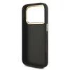 GUESS Pu Leather 4G Metal Logo Gold Frame tok, iPhone 18 Pro - fekete