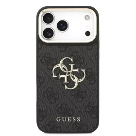   GUESS Pu Leather 4G Metal Logo Gold Frame tok, iPhone 18 Pro Max - fekete