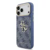 GUESS Pu Leather 4G Metal Logo Gold Frame tok, iPhone 18 Pro Max - kék
