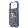 GUESS Pu Leather 4G Metal Logo Gold Frame tok, iPhone 18 Pro Max - kék