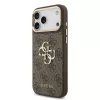 GUESS Pu Leather 4G Metal Logo Gold Frame tok, iPhone 18 Pro Max - barna