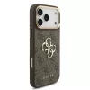 GUESS Pu Leather 4G Metal Logo Gold Frame tok, iPhone 18 Pro Max - barna