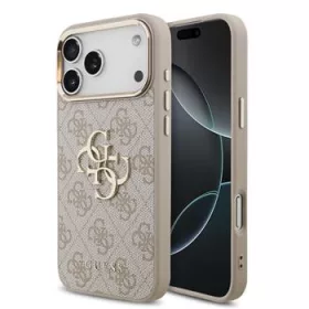   GUESS Pu Leather 4G Metal Logo Gold Frame tok, iPhone 18 Pro Max - rózsaszín